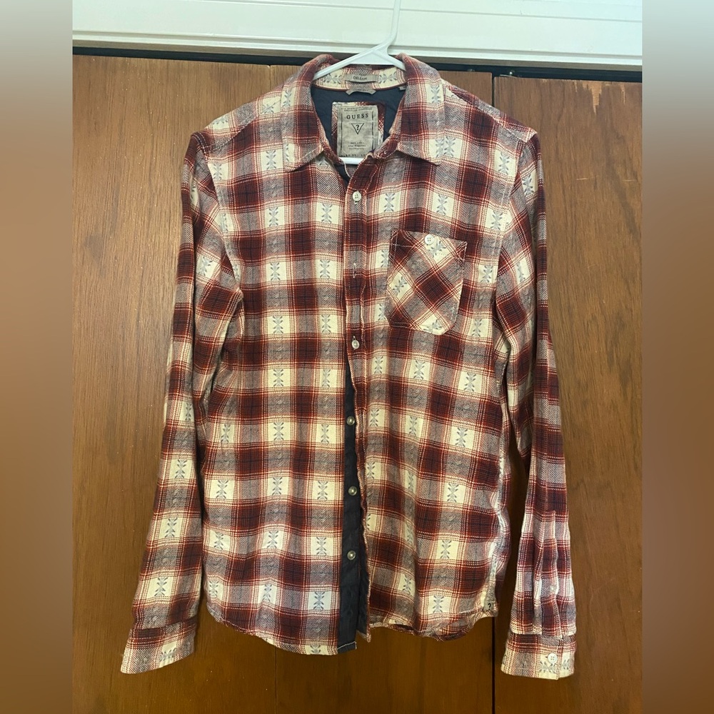 Guess Button Down Plaid Flannel
